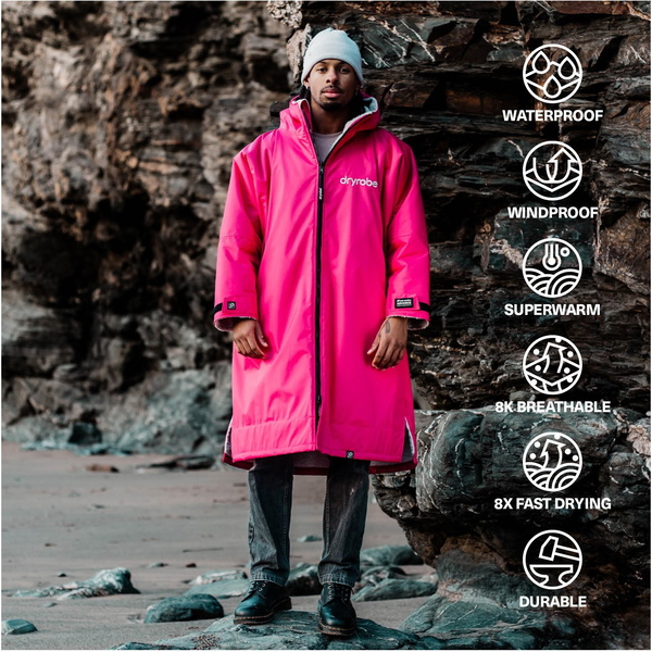 2026 Dryrobe Advance Albornoz De Manga Larga DALSV3 - Pink / Gris Claro